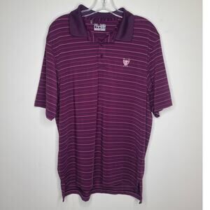 Under Armour purple pink stripe golf polo shirt - medium